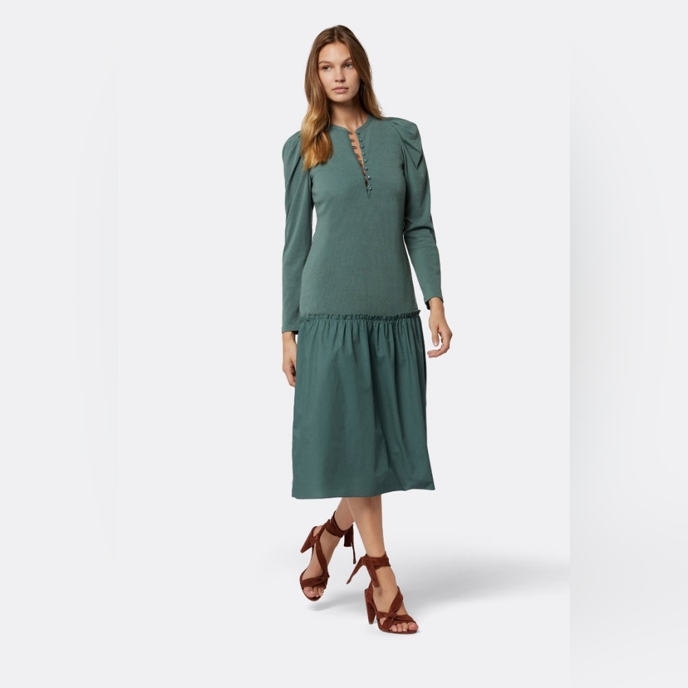 JOIE Women’s Nova Midi Dress in Silver Pine Blue Sz S